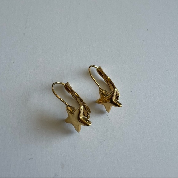 Vintage Gold Tone Star Earrings - Picture 6 of 6